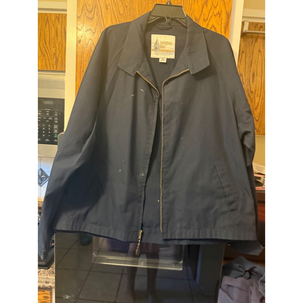 London Fog Mens Navy Blue Full Zip Lightweight Jacket Coat Size 46 Long